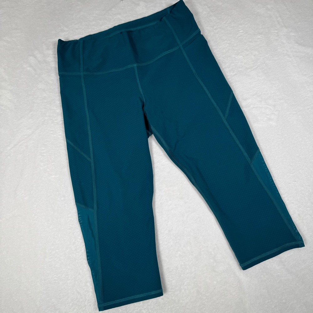 Athleta Capri Leggings Womens Small Teal Blue Ultimate Stash Pocket 446613-02